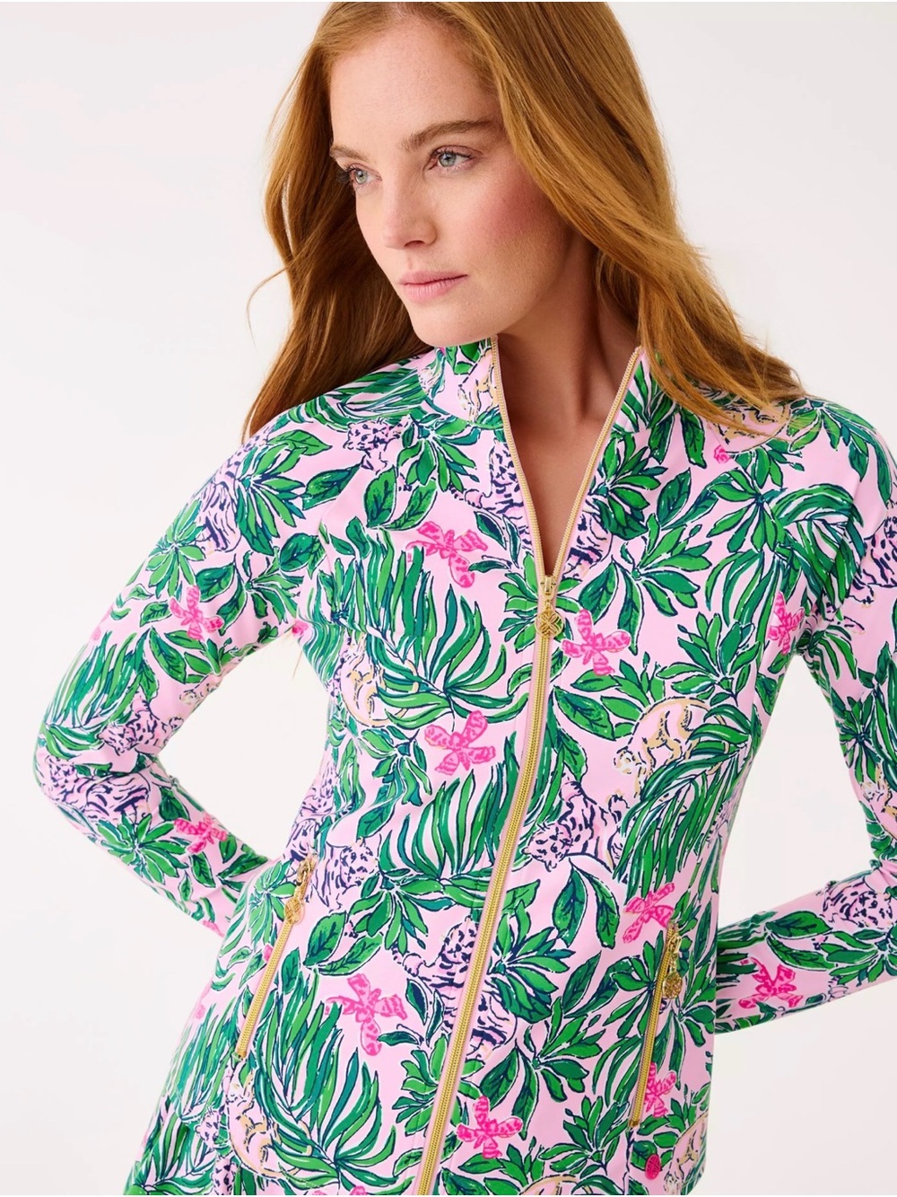 NWT Lilly Pulitzer XL UPF 50+ LUXLETIC MYSA ACTIVE JACKET “Conch Shell Pink”